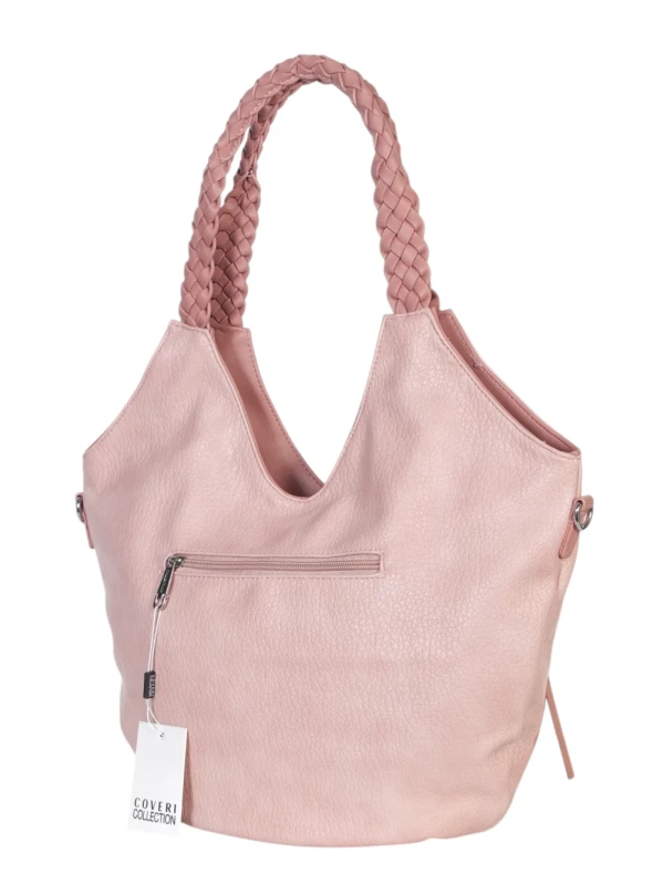 Coveri Italy torebka damska z plecionymi rączkami i frędzlami – z długim paskiem