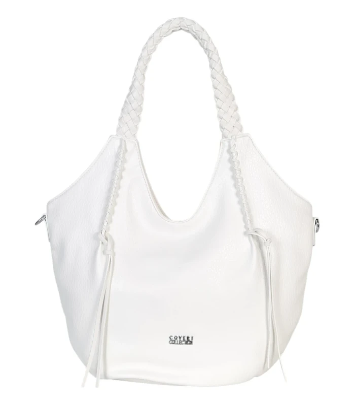 Coveri Italy torebka damska z plecionymi rączkami i frędzlami – z długim paskiem