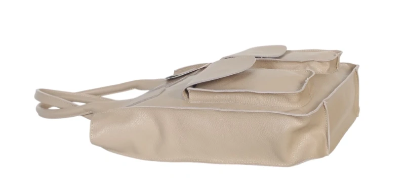 VERA PELLE Włoski skórzany shopper bag | Beżowy | Pojemny
