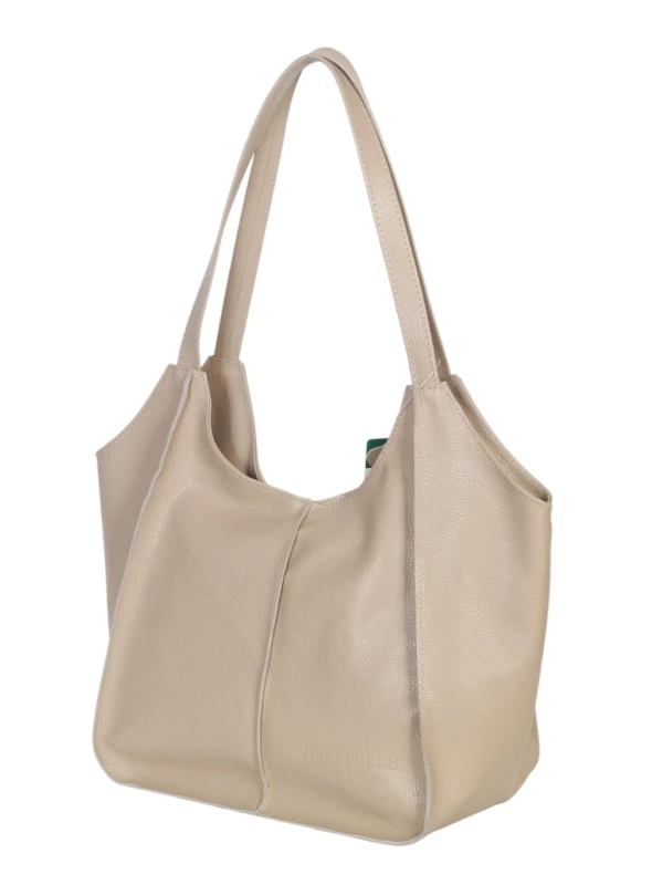 Beżowa torebka skórzana A4 VERA PELLE – skóra naturalna