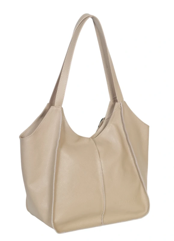 Beżowa torebka skórzana A4 VERA PELLE – skóra naturalna