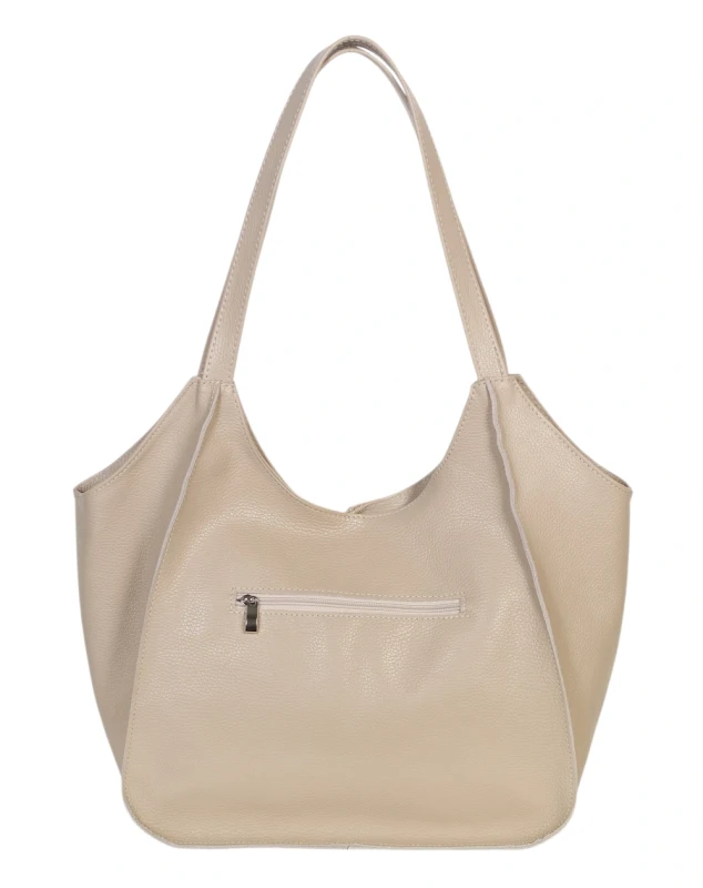 Beżowa torebka skórzana A4 VERA PELLE – skóra naturalna