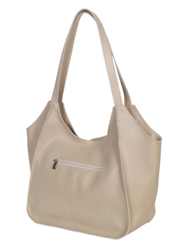 Beżowa torebka skórzana A4 VERA PELLE – skóra naturalna