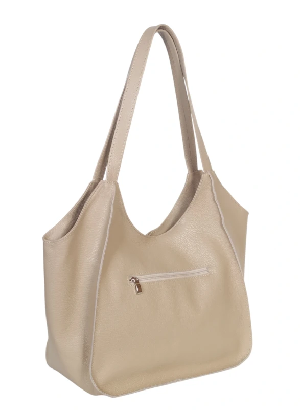 Beżowa torebka skórzana A4 VERA PELLE – skóra naturalna