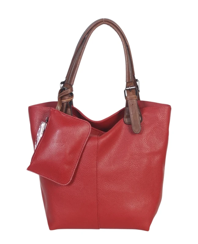 Torebka damska shopper 2w1 Saszetka na pasku Czerwona