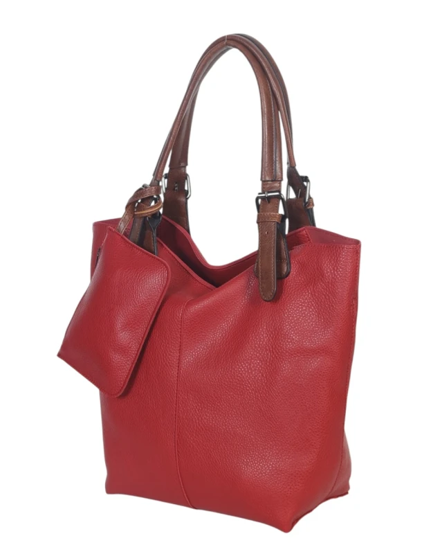 Torebka damska shopper 2w1 Saszetka na pasku Czerwona