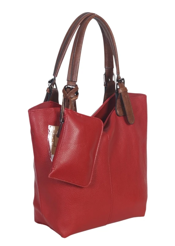Torebka damska shopper 2w1 Saszetka na pasku Czerwona