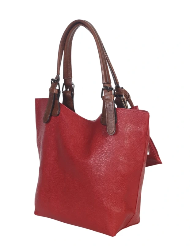 Torebka damska shopper 2w1 Saszetka na pasku Czerwona