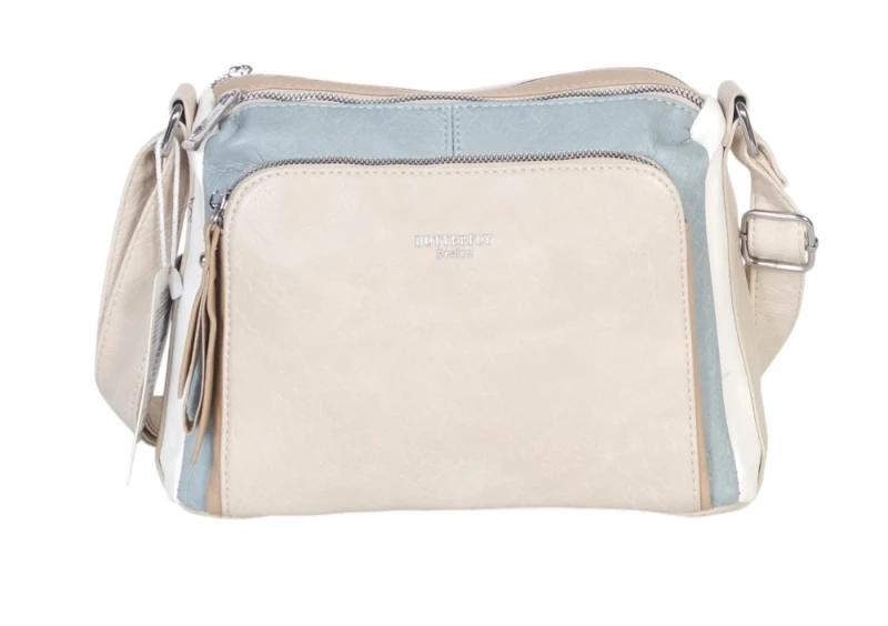 Dwukomorowa torebka listonoszka z kieszeniami – na długim pasku