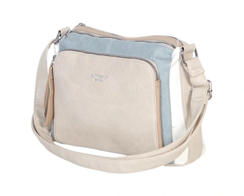 Dwukomorowa torebka listonoszka z kieszeniami – na długim pasku