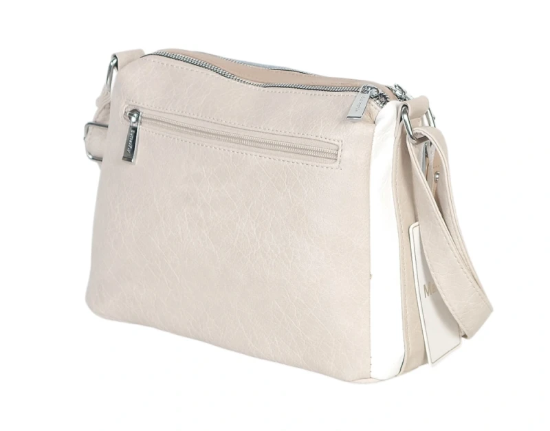 Dwukomorowa torebka listonoszka z kieszeniami – na długim pasku