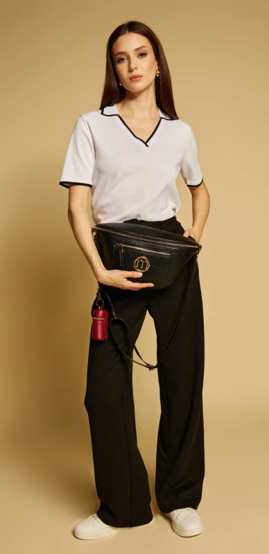 Elegancka Torebka Nerka Damska MONNARI z Szerokim Paskiem i Brelokiem