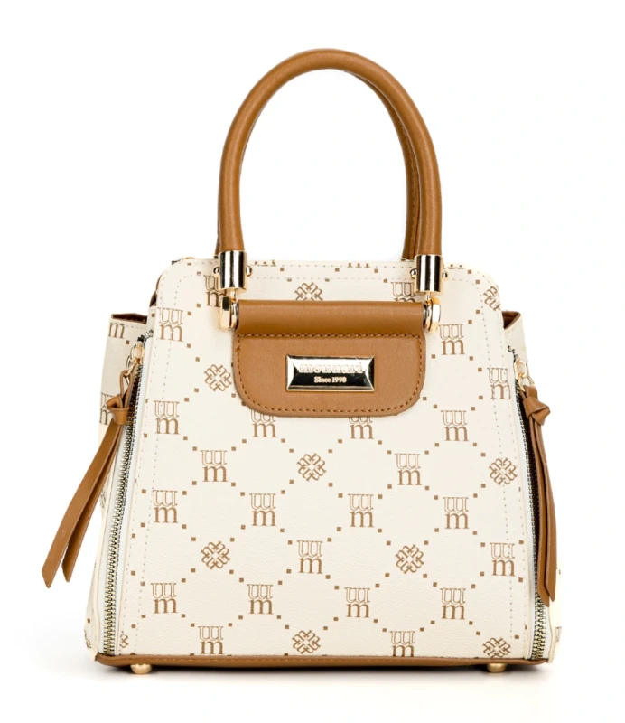 Elegancka Torebka Kuferek MONNARI z Monogramem – Złote Okucia i Pasek