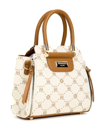 Elegancka Torebka Kuferek MONNARI z Monogramem – Złote Okucia i Pasek