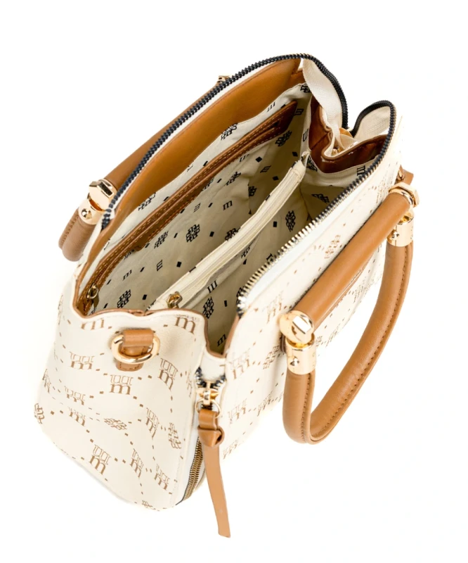 Elegancka Torebka Kuferek MONNARI z Monogramem – Złote Okucia i Pasek