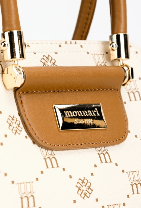 Elegancka Torebka Kuferek MONNARI z Monogramem – Złote Okucia i Pasek