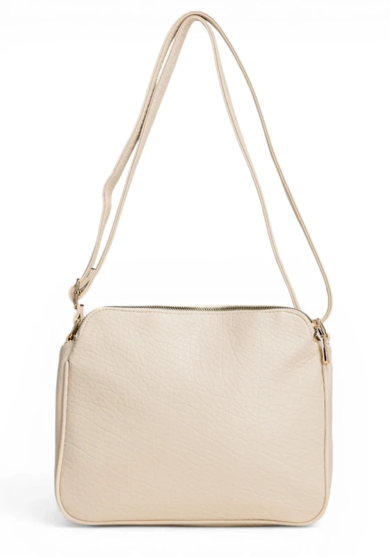 Pojemna Trzykomorowa Torebka Listonoszka Damska MONNARI Złote Okucia