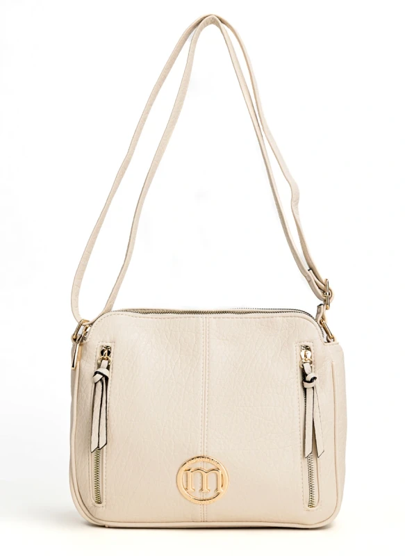 Pojemna Trzykomorowa Torebka Listonoszka Damska MONNARI Złote Okucia