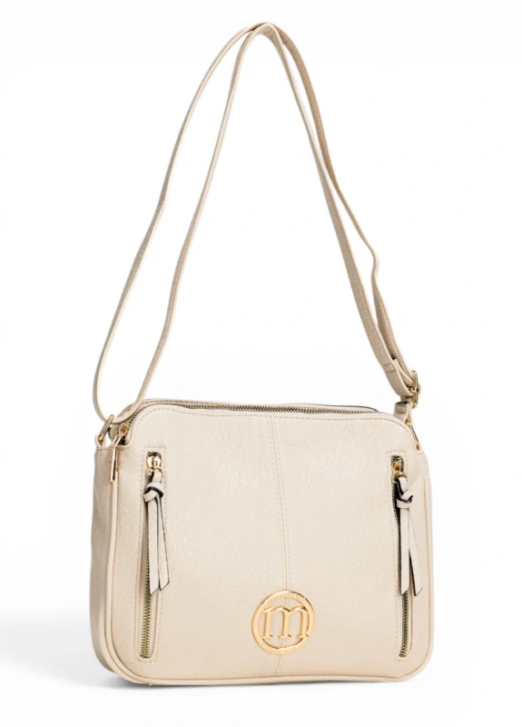 Pojemna Trzykomorowa Torebka Listonoszka Damska MONNARI Złote Okucia