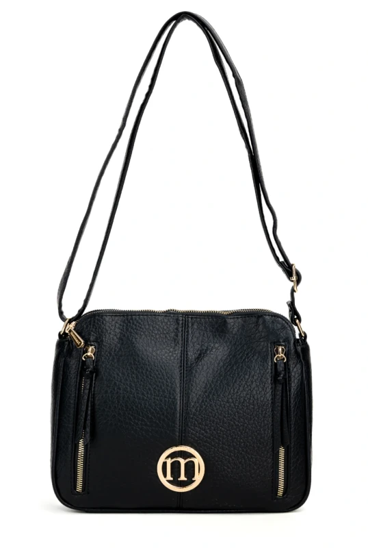 Pojemna Trzykomorowa Torebka Listonoszka Damska MONNARI Złote Okucia