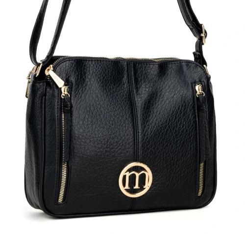 Pojemna Trzykomorowa Torebka Listonoszka Damska MONNARI Złote Okucia