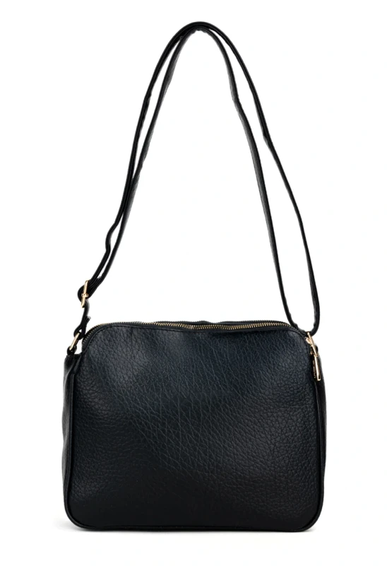 Pojemna Trzykomorowa Torebka Listonoszka Damska MONNARI Złote Okucia