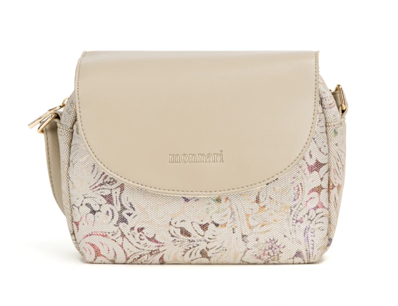 Wzorzysta Torebka Listonoszka MONNARI z Klapą – Mieniący się Materiał i Złote Detale