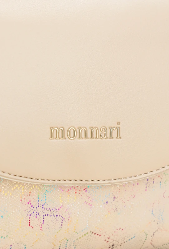 Wzorzysta Torebka Listonoszka MONNARI z Klapą – Mieniący się Materiał i Złote Detale