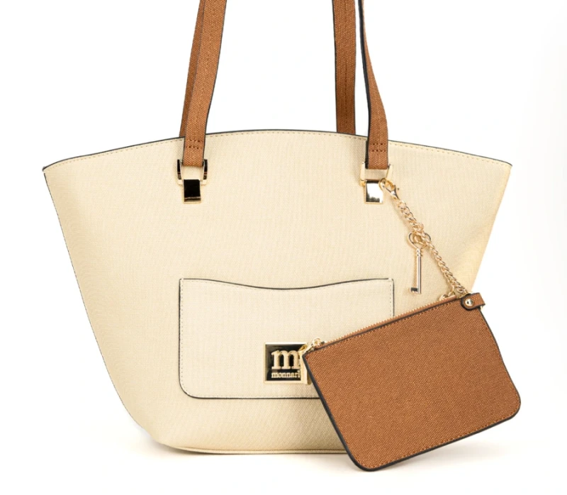Duża Torebka Shopper MONNARI z Portfelikiem na Łańcuszku i Brelokami
