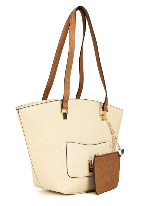 Duża Torebka Shopper MONNARI z Portfelikiem na Łańcuszku i Brelokami