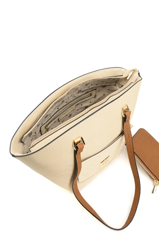 Duża Torebka Shopper MONNARI z Portfelikiem na Łańcuszku i Brelokami