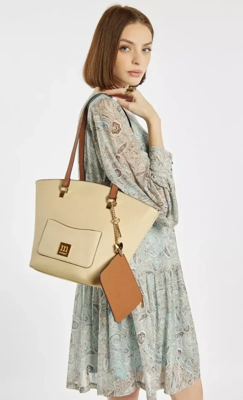 Duża Torebka Shopper MONNARI z Portfelikiem na Łańcuszku i Brelokami