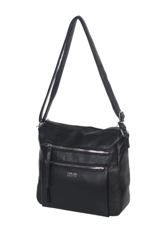 Pojemna Torebka Listonoszka Damska Dwukomorowa Ekoskóra Coveri