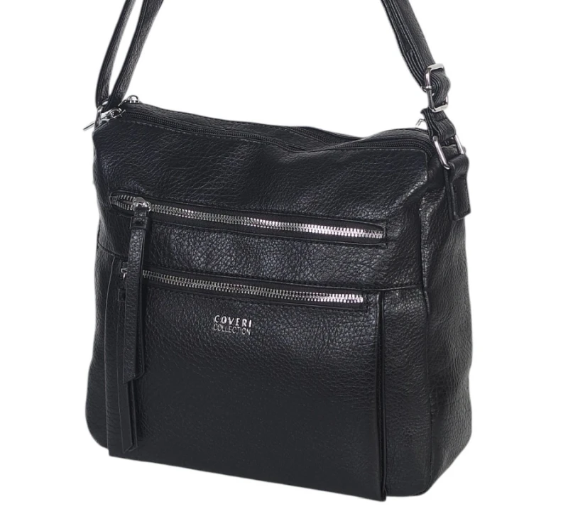 Pojemna Torebka Listonoszka Damska Dwukomorowa Ekoskóra Coveri