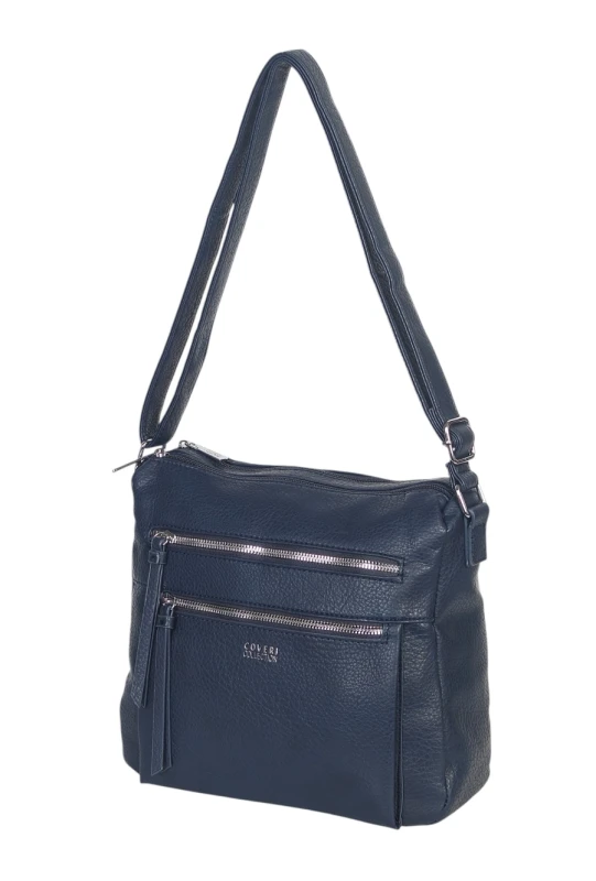 Pojemna Torebka Listonoszka Damska Dwukomorowa Ekoskóra Coveri