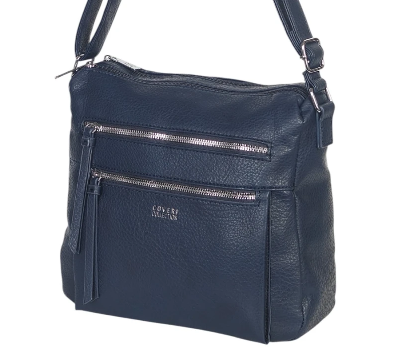 Pojemna Torebka Listonoszka Damska Dwukomorowa Ekoskóra Coveri