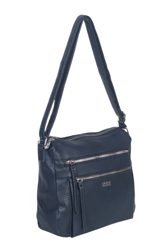 Pojemna Torebka Listonoszka Damska Dwukomorowa Ekoskóra Coveri