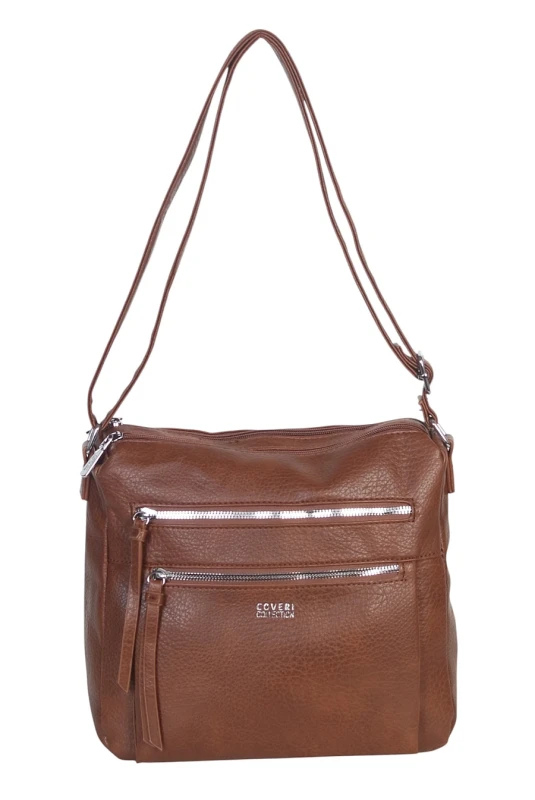 Pojemna Torebka Listonoszka Damska Dwukomorowa Ekoskóra Coveri