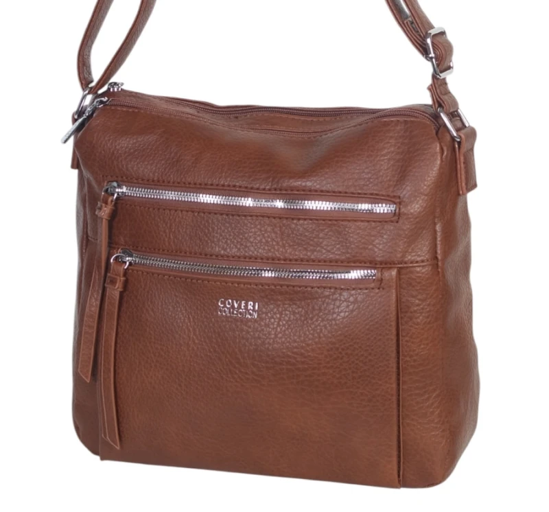 Pojemna Torebka Listonoszka Damska Dwukomorowa Ekoskóra Coveri