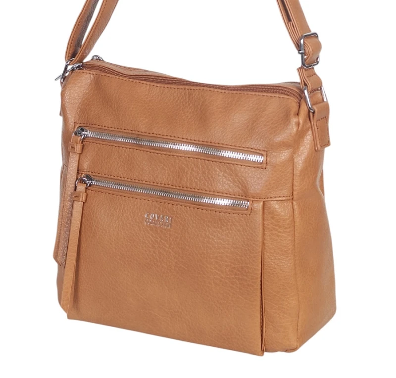 Pojemna Torebka Listonoszka Damska Dwukomorowa Ekoskóra Coveri