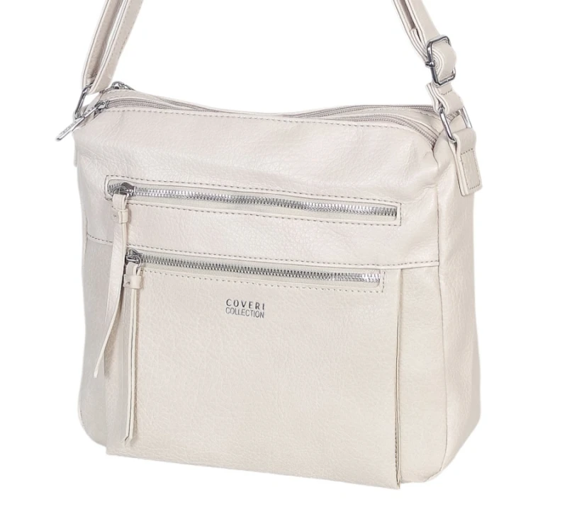 Pojemna Torebka Listonoszka Damska Dwukomorowa Ekoskóra Coveri