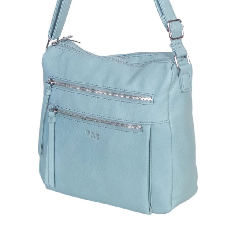 Pojemna Torebka Listonoszka Damska Dwukomorowa Ekoskóra Coveri