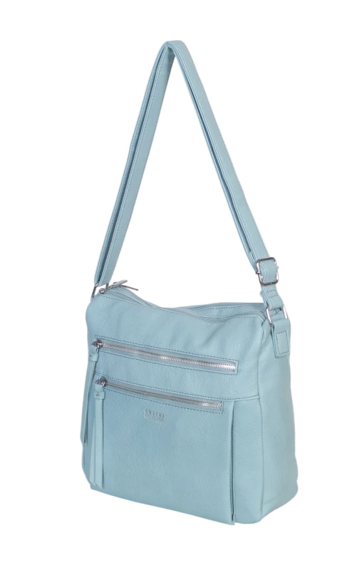 Pojemna Torebka Listonoszka Damska Dwukomorowa Ekoskóra Coveri