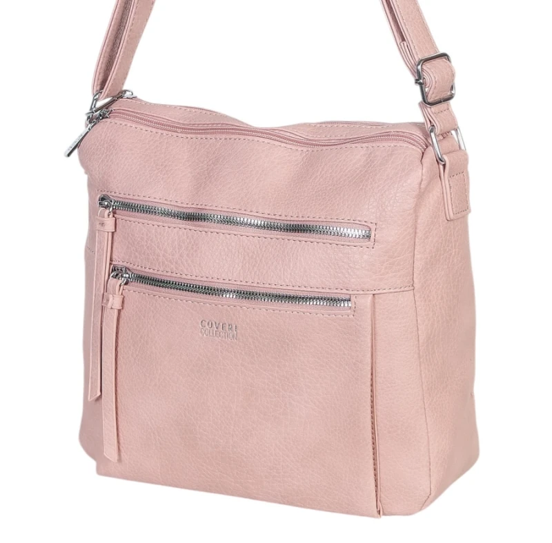 Pojemna Torebka Listonoszka Damska Dwukomorowa Ekoskóra Coveri