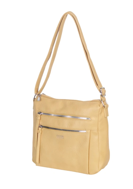 Pojemna Torebka Listonoszka Damska Dwukomorowa Ekoskóra Coveri