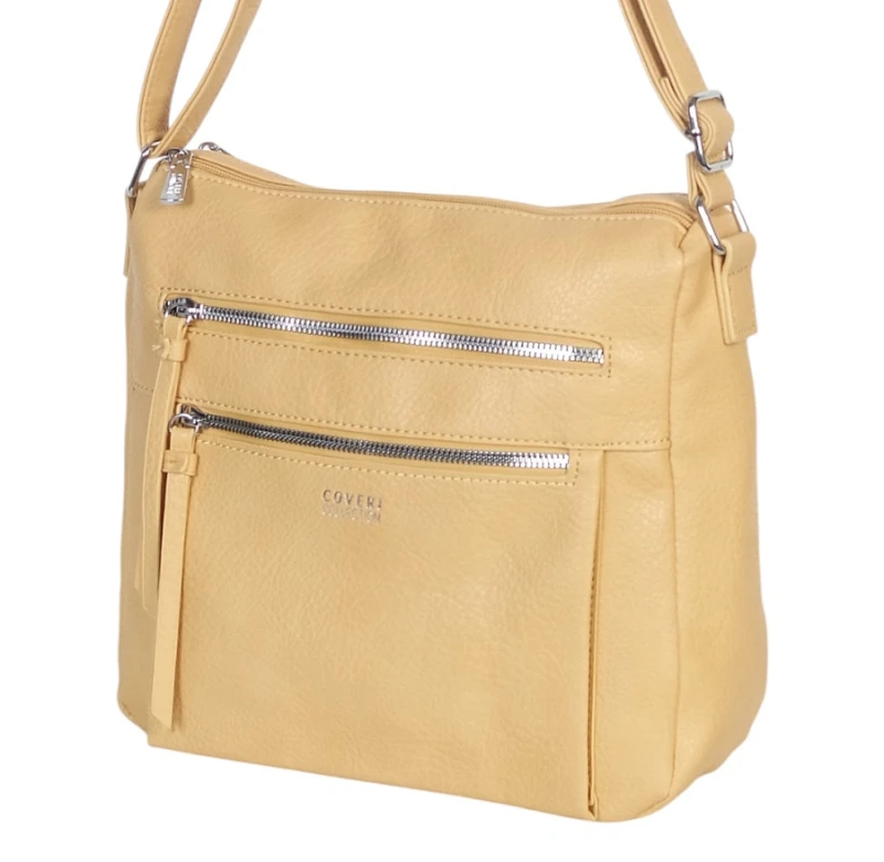 Pojemna Torebka Listonoszka Damska Dwukomorowa Ekoskóra Coveri