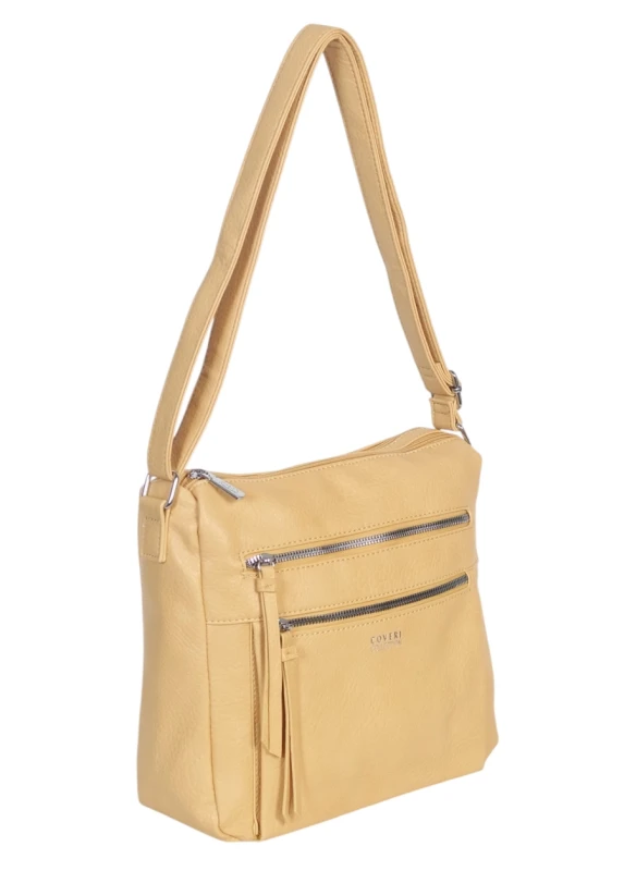 Pojemna Torebka Listonoszka Damska Dwukomorowa Ekoskóra Coveri