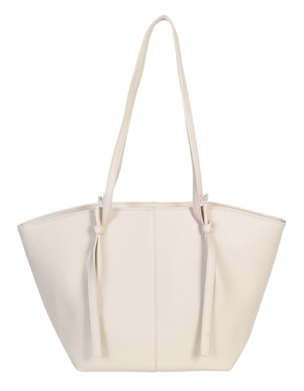 Pojemna Duża Kremowa Torebka Shopper Damska A4 Gallantry Złote Okucia Na Ramię