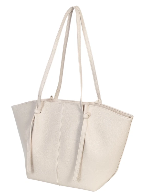 Pojemna Duża Kremowa Torebka Shopper Damska A4 Gallantry Złote Okucia Na Ramię