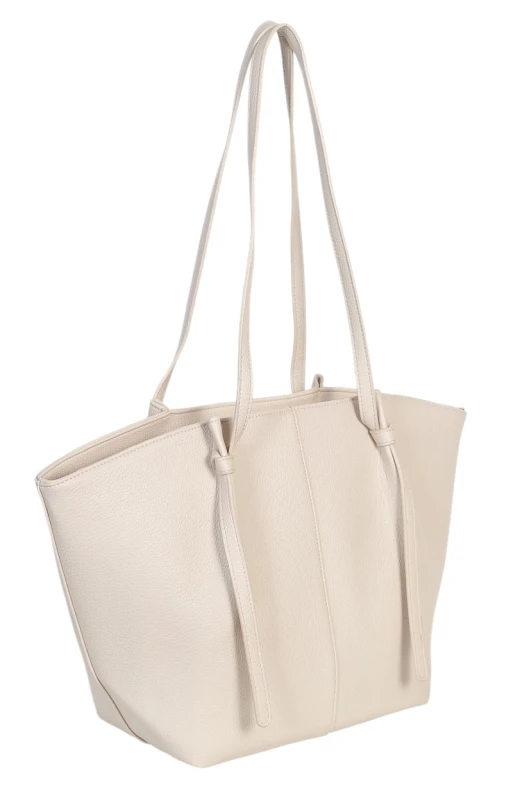 Pojemna Duża Kremowa Torebka Shopper Damska A4 Gallantry Złote Okucia Na Ramię